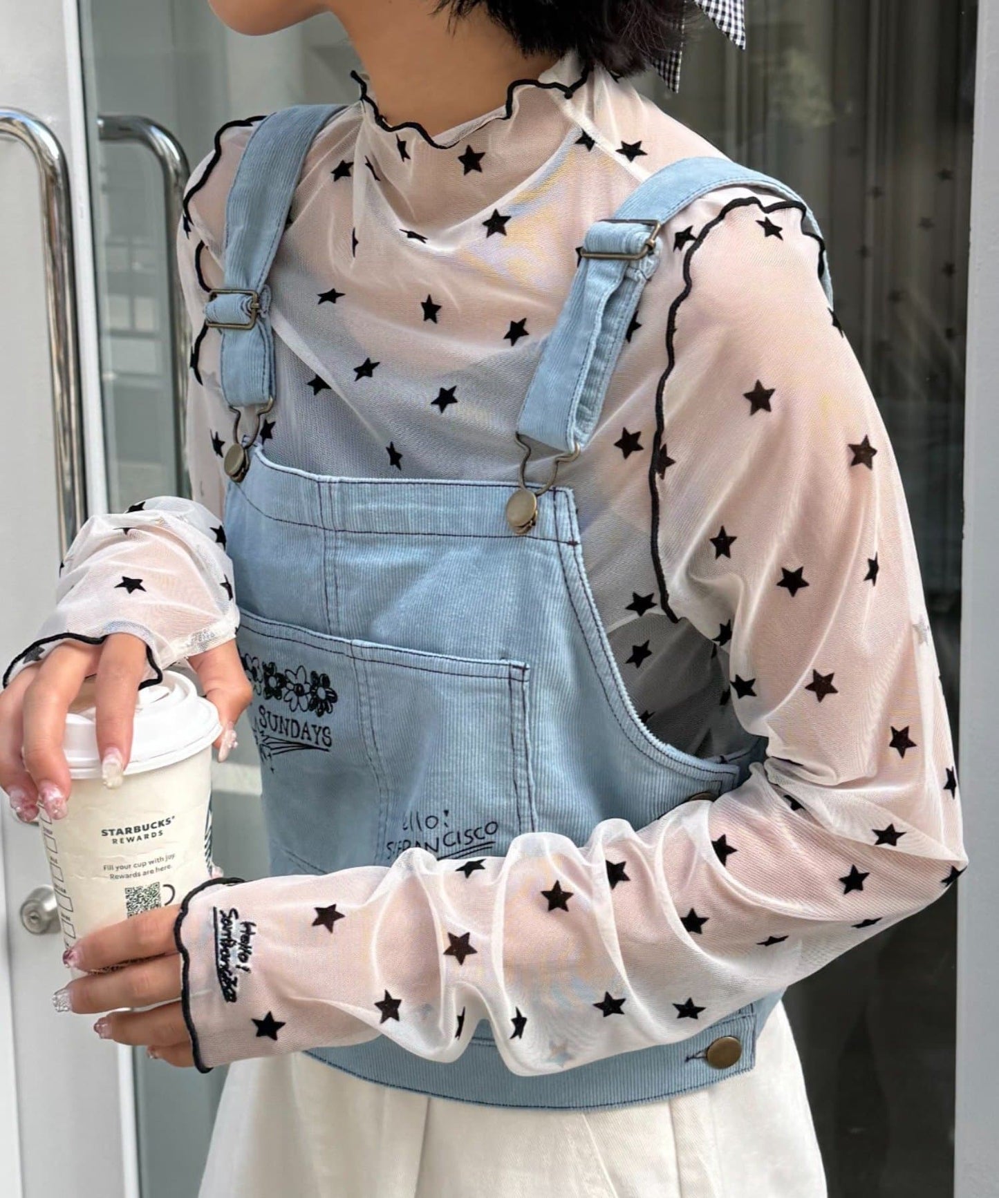 HELLO.SANFRANCISCO 星星 print sheer tops💫