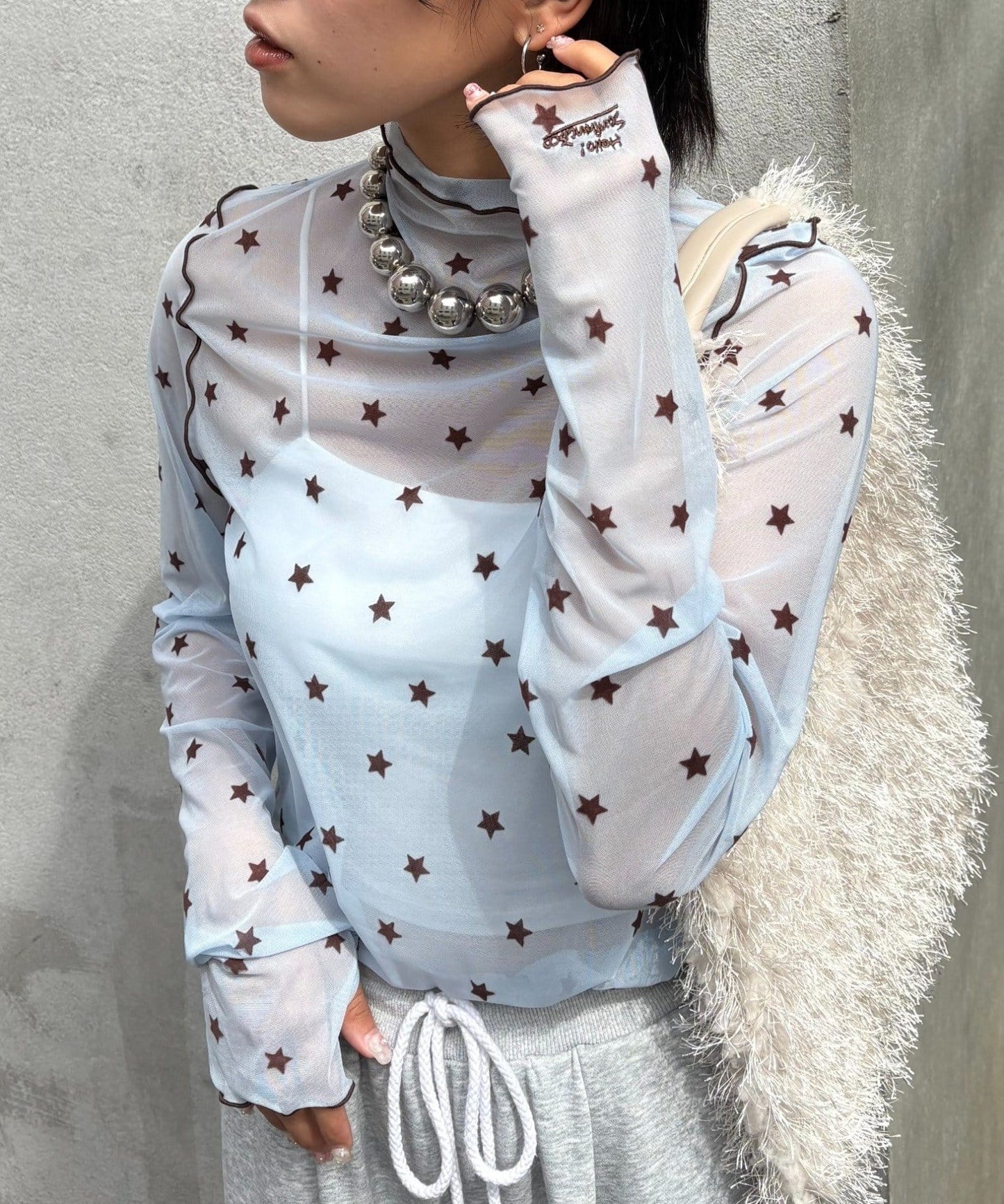 HELLO.SANFRANCISCO 星星 print sheer tops💫