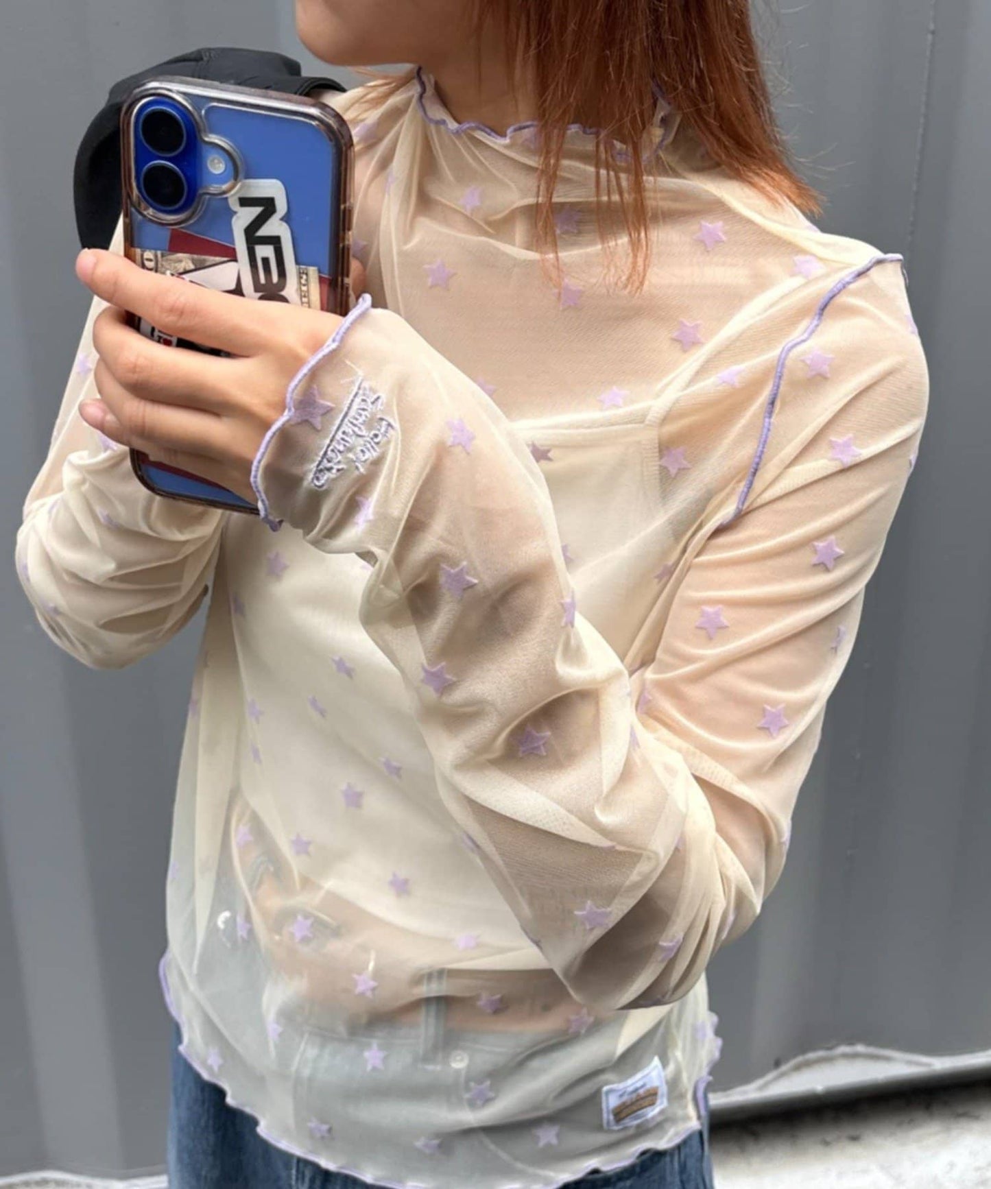 HELLO.SANFRANCISCO 星星 print sheer tops💫