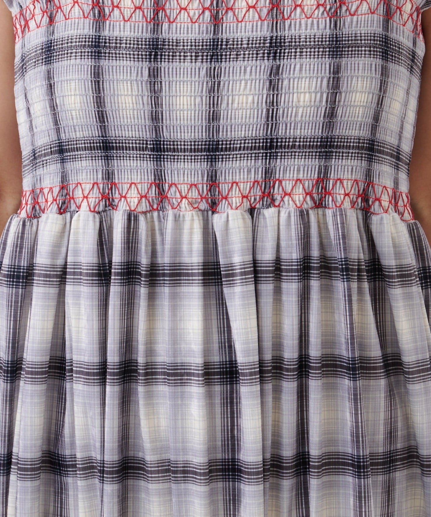 HELLO.SANFRANCISCO 格紋絲絨 shirred tunic