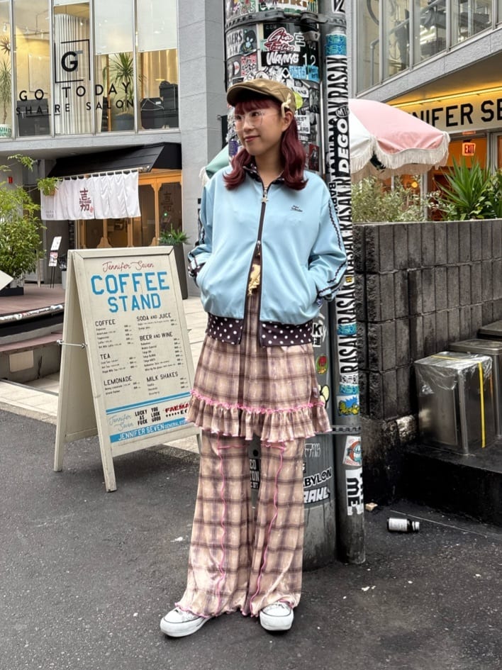 HELLO.SANFRANCISCO 格紋絲絨 shirred tunic