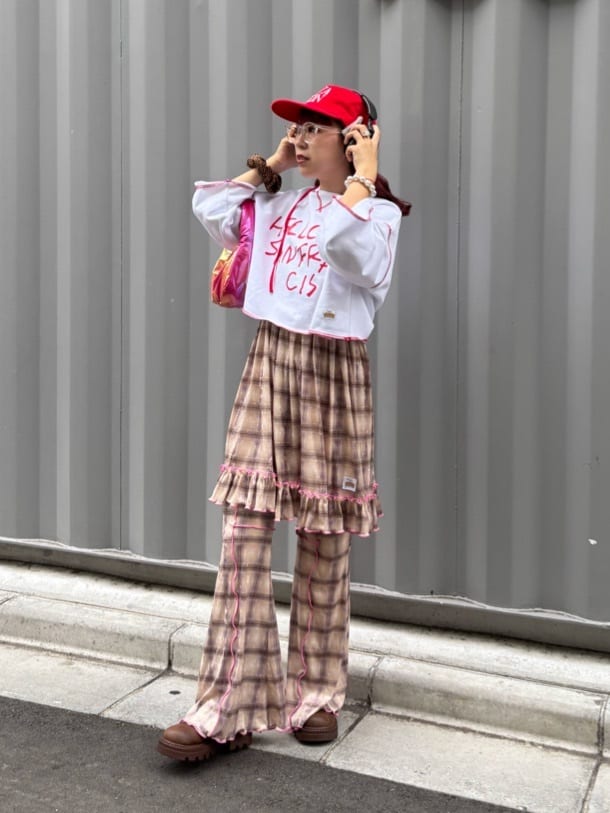 HELLO.SANFRANCISCO 格紋絲絨 shirred tunic