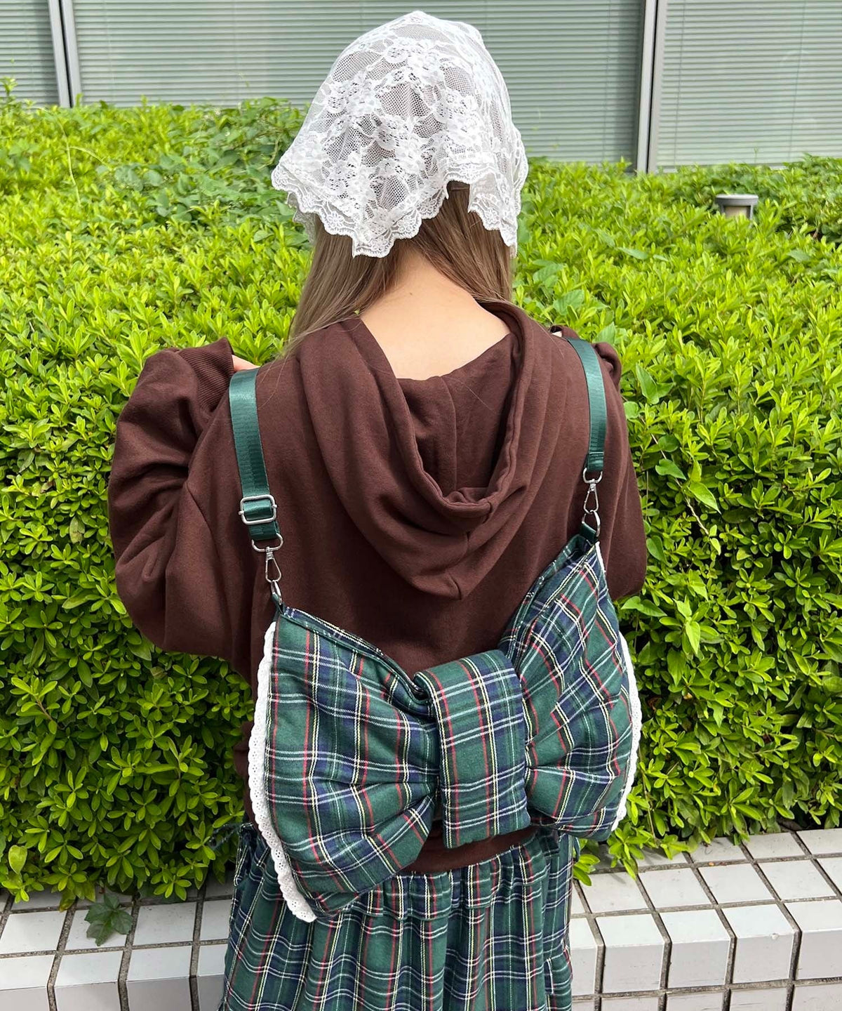 タータンチェック3WAYリボンバッグ