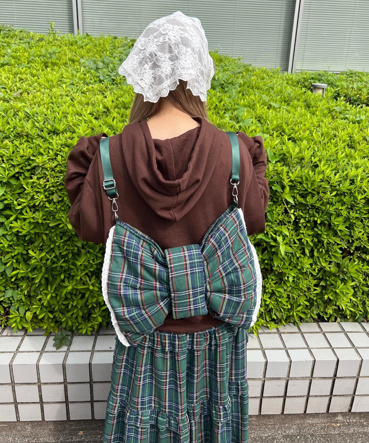 タータンチェック3WAYリボンバッグ