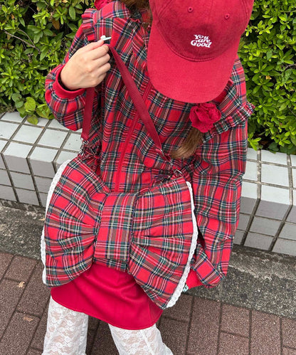 タータンチェック3WAYリボンバッグ