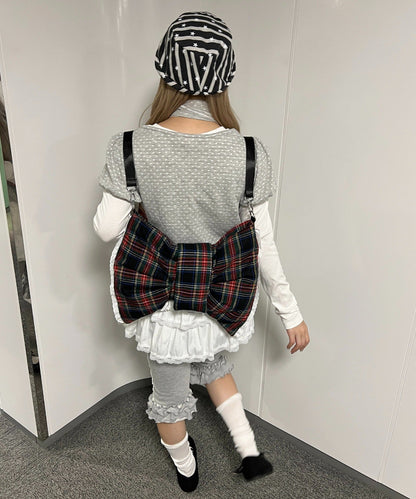 タータンチェック3WAYリボンバッグ