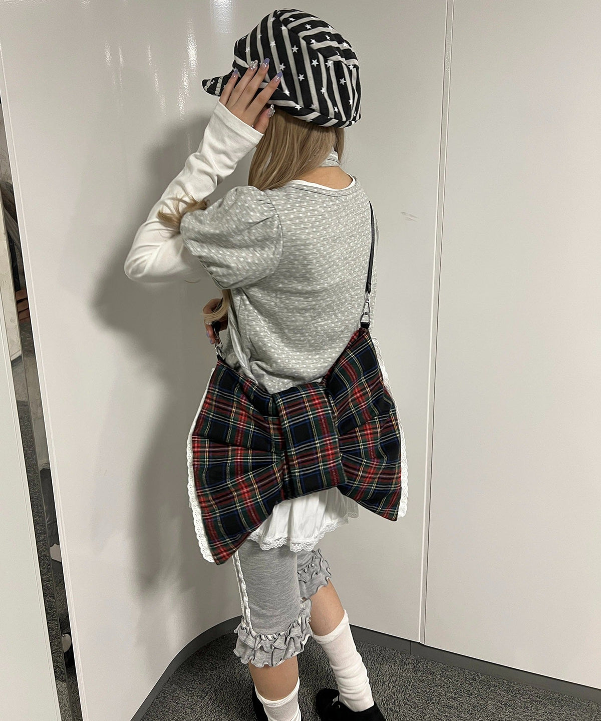 タータンチェック3WAYリボンバッグ