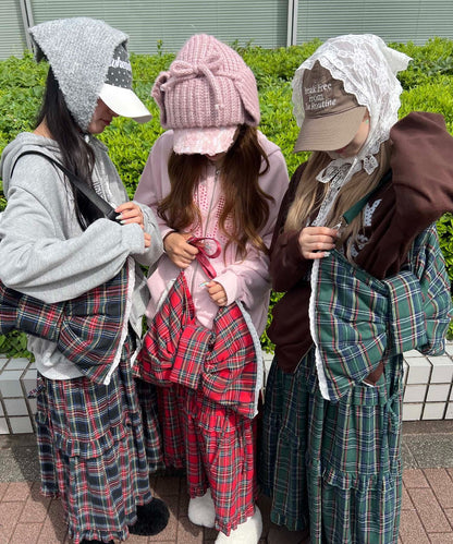 タータンチェック3WAYリボンバッグ