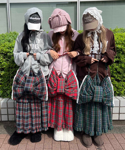タータンチェック3WAYリボンバッグ