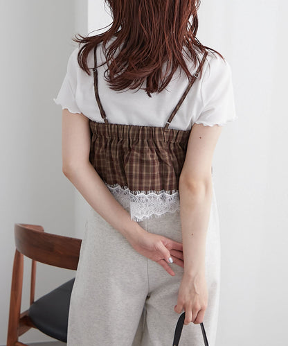 w closet 格紋Lace吊帶