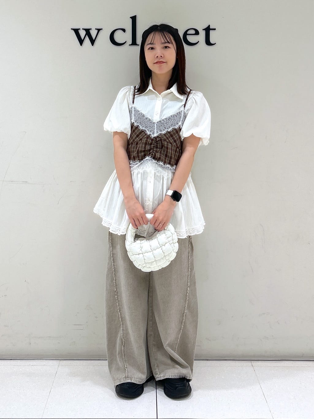 w closet 格紋Lace吊帶