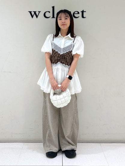 w closet 格紋Lace吊帶