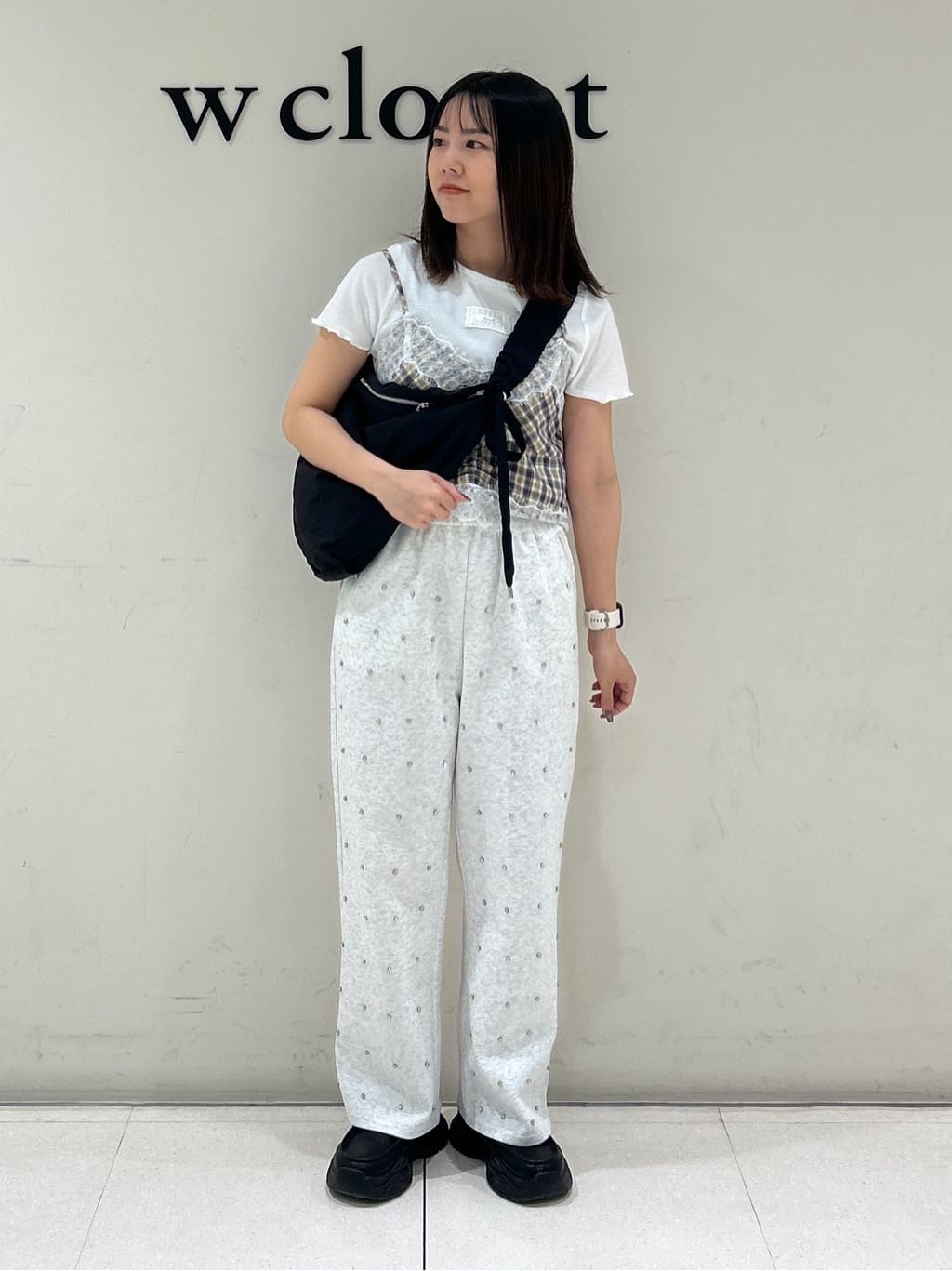 w closet 格紋Lace吊帶