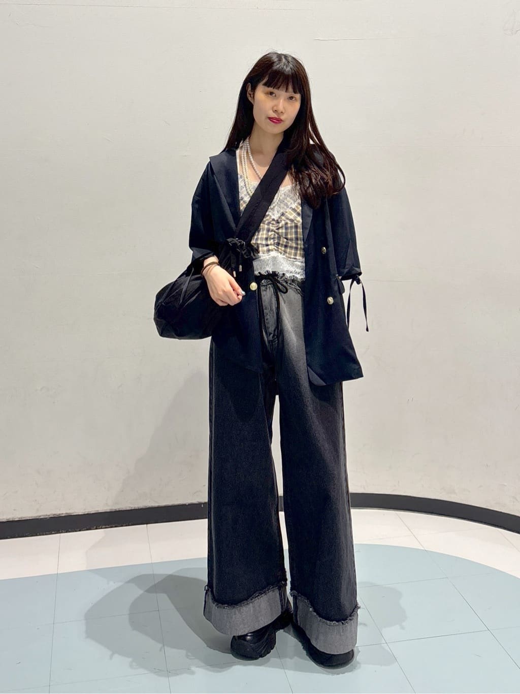 w closet 格紋Lace吊帶