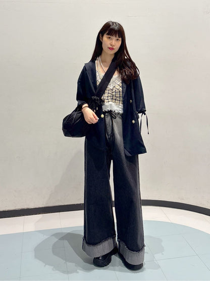 w closet 格紋Lace吊帶