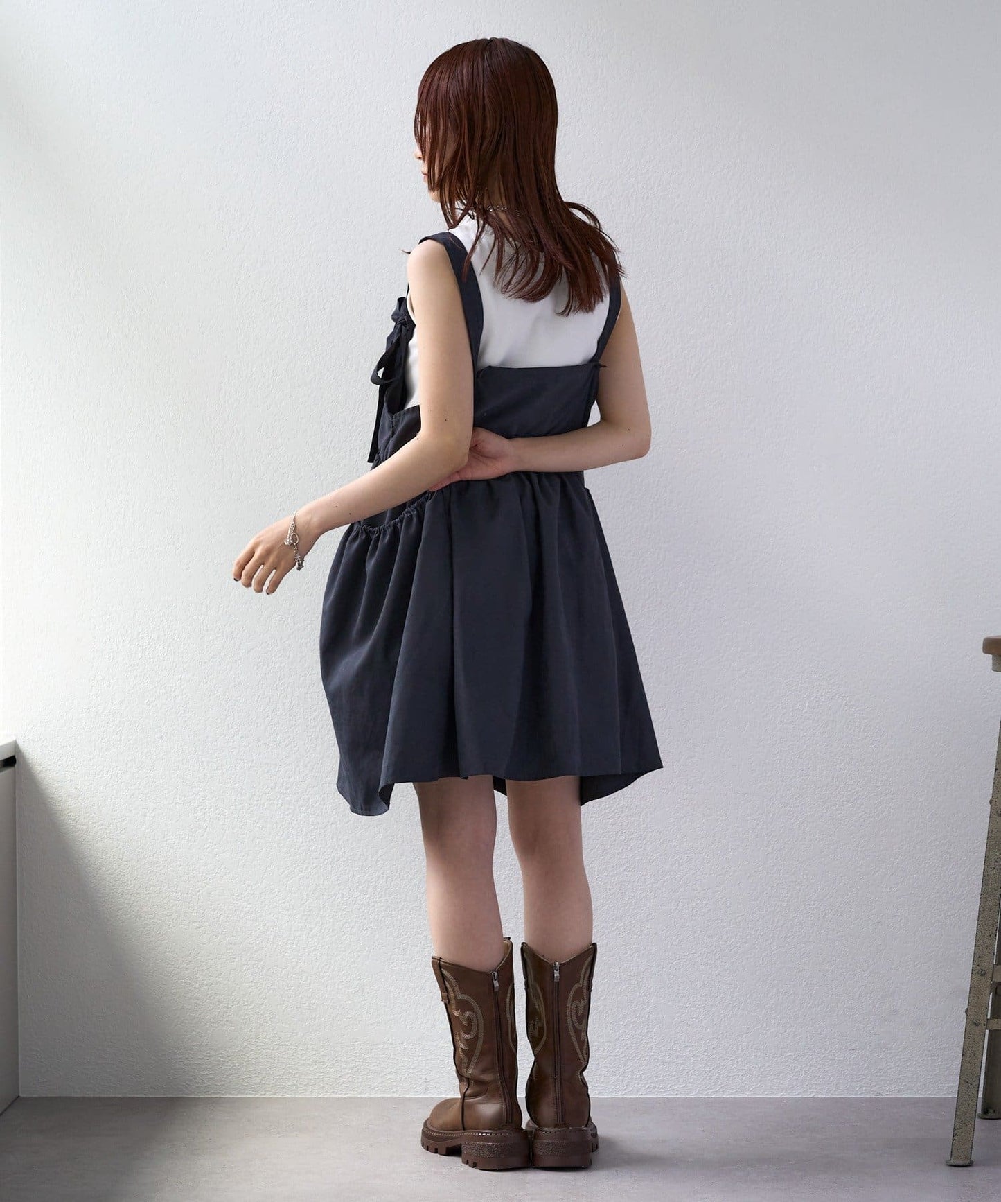 w closet Ribbon 2-way Peach Dress