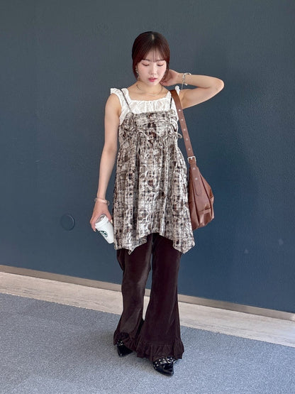 w closet 格紋吊帶連身裙