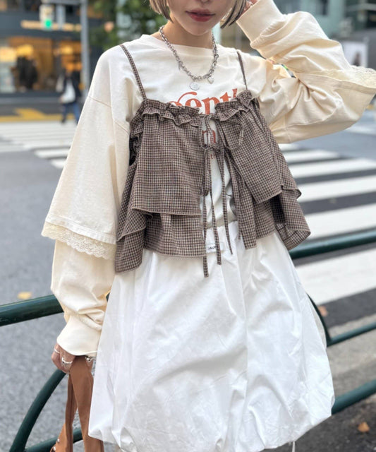 [1 SET 2 件] w closet Check shirt with bustier