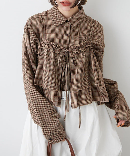 [1 SET 2 件] w closet Check shirt with bustier