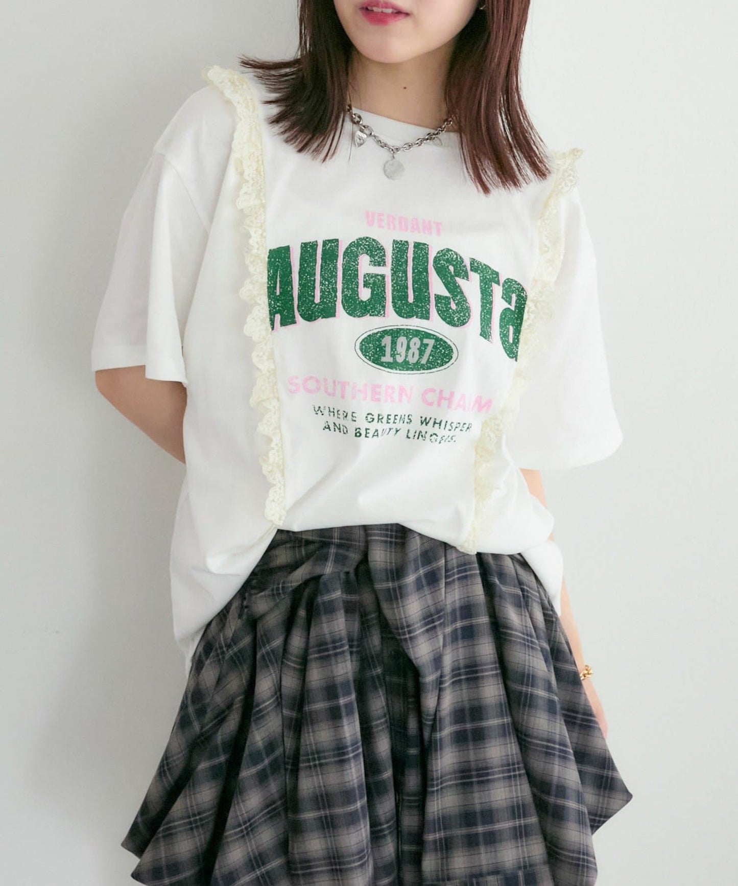 w closet Logo拼Lace vintage tee