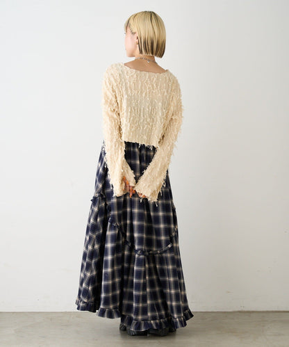 w closet 拼色短Ribbon綁帶上衣