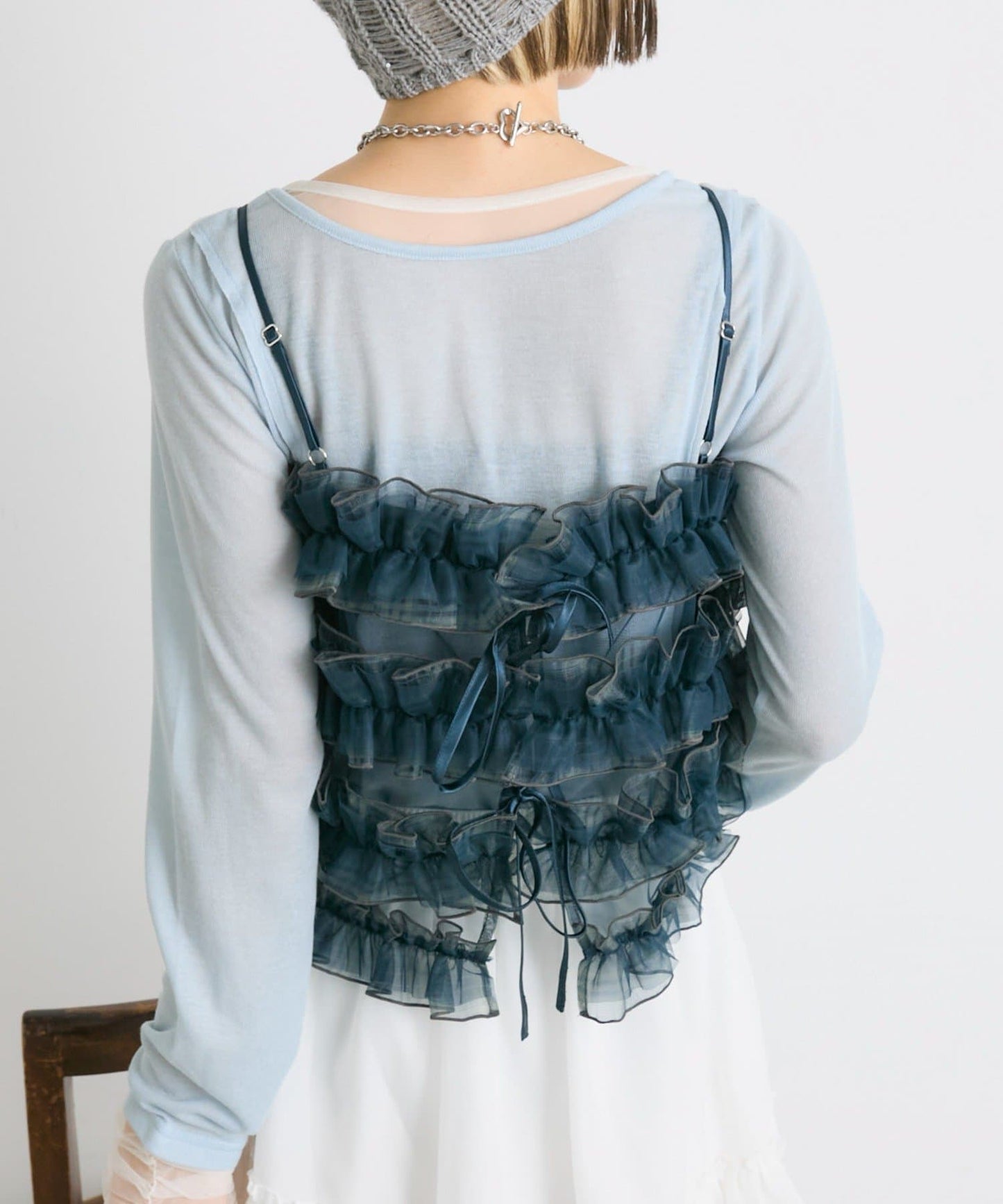[前後2Way] w closet Frilled bustier camisole