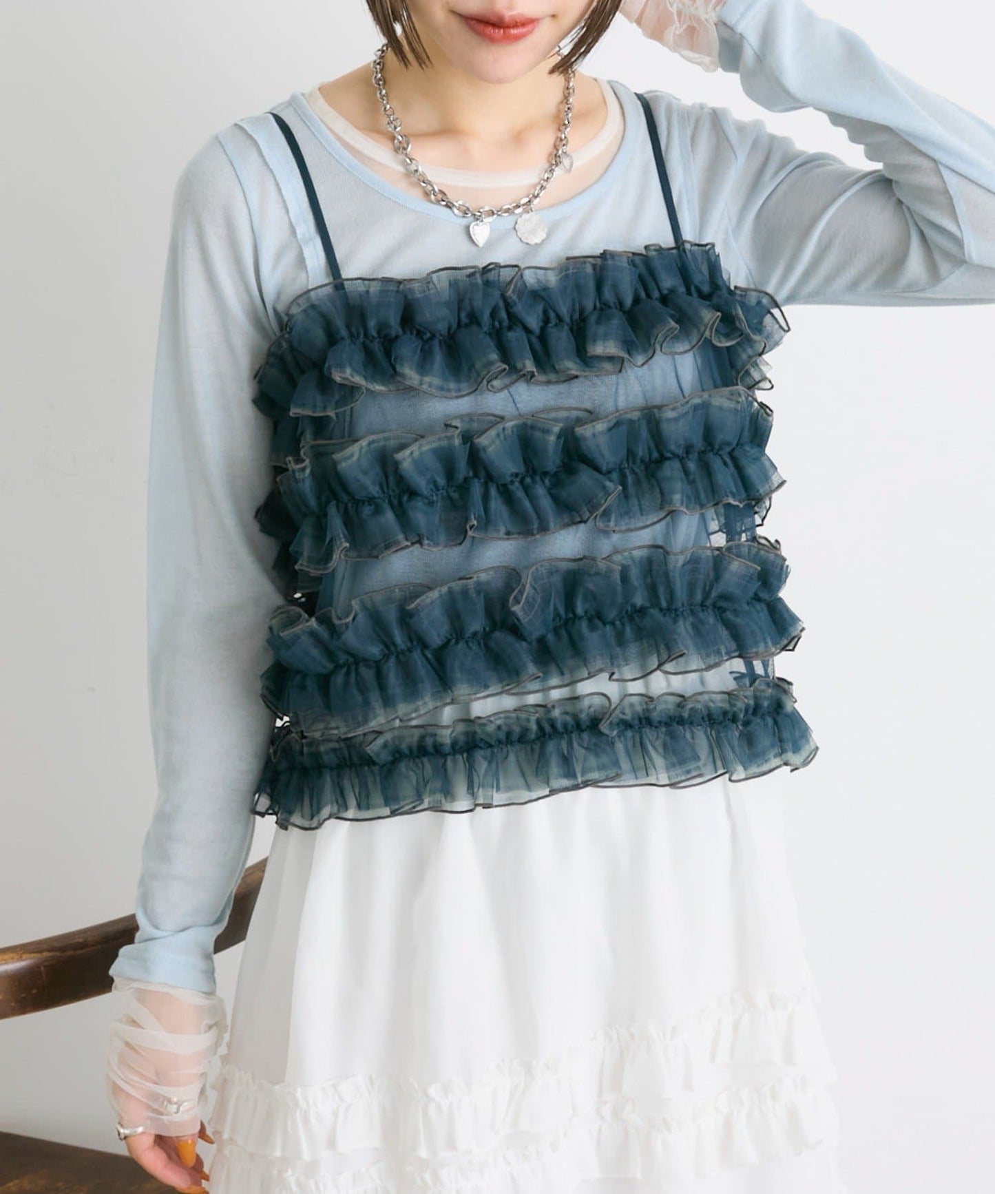 [前後2Way] w closet Frilled bustier camisole