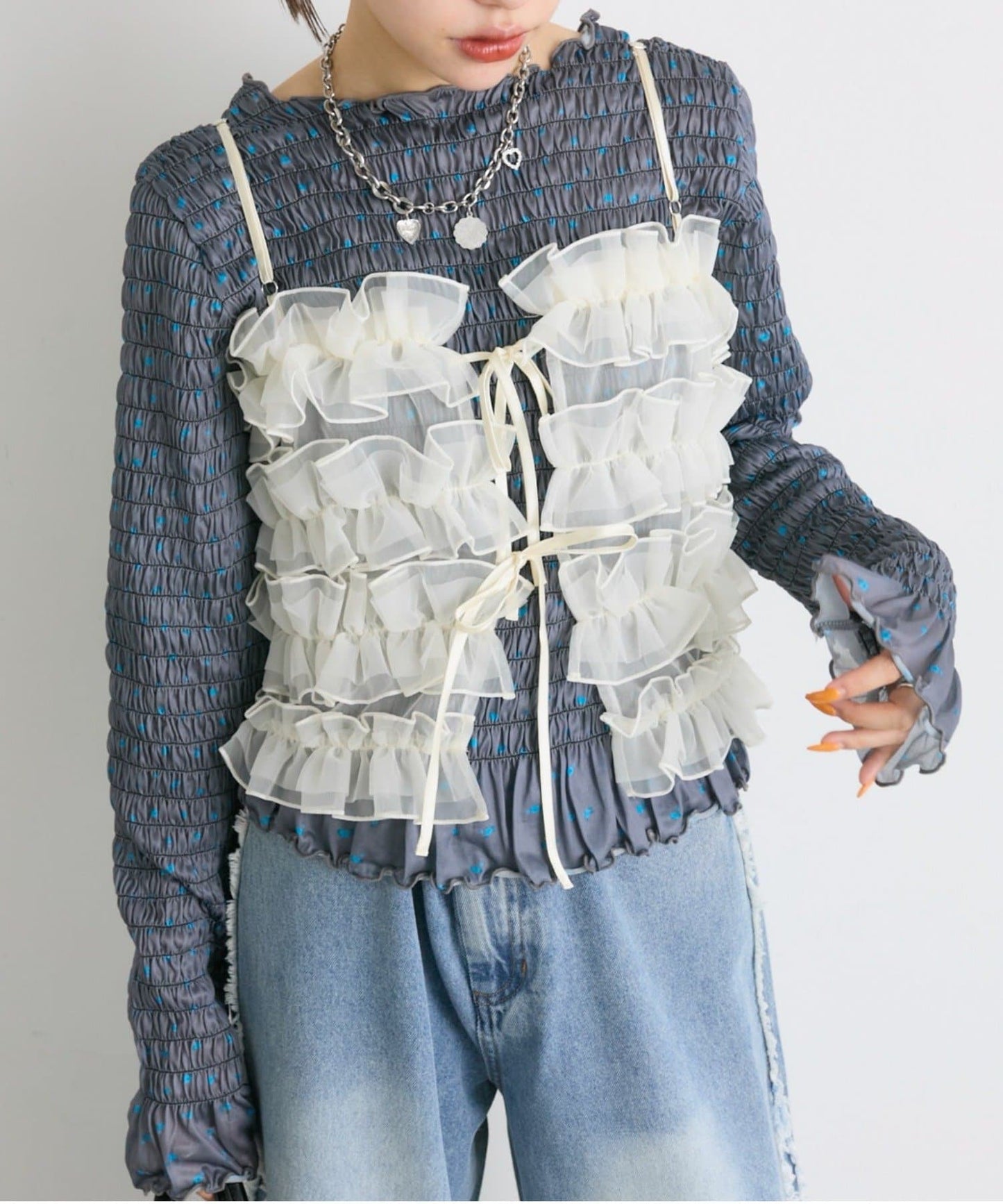 [前後2Way] w closet Frilled bustier camisole
