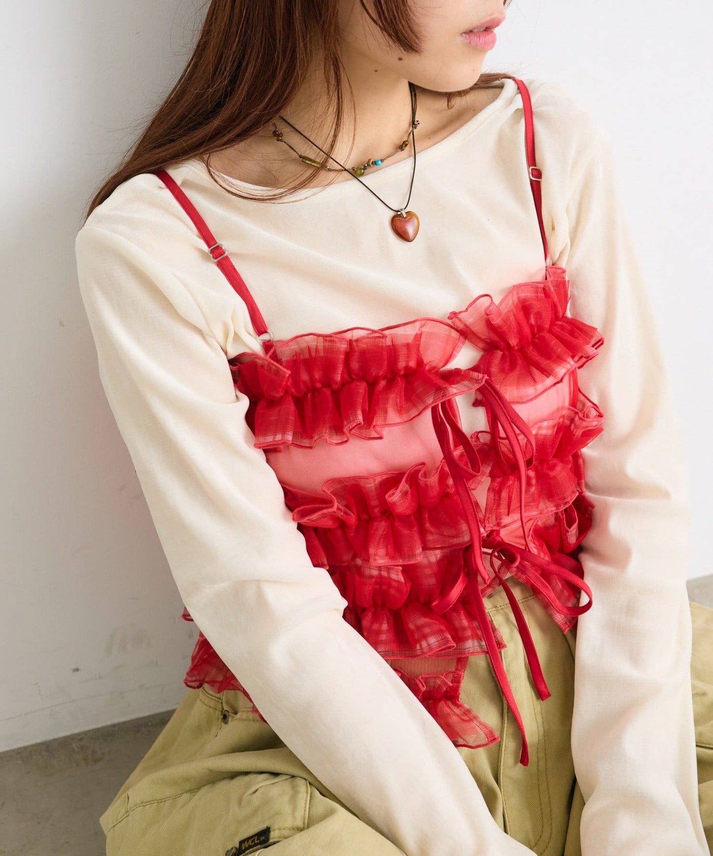 [前後2Way] w closet Frilled bustier camisole