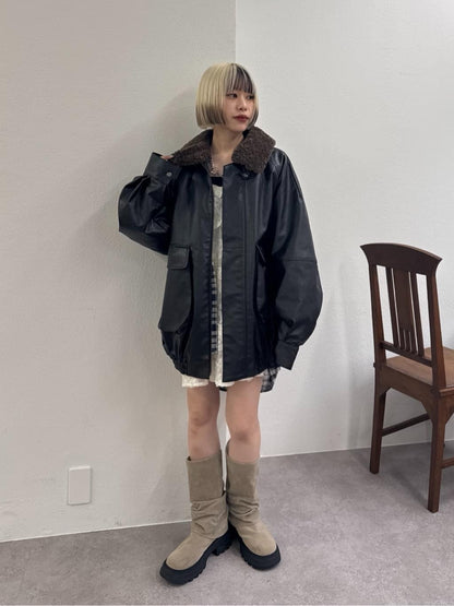 w closet 大口袋格紋襯衫