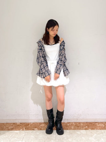 w closet 大口袋格紋襯衫