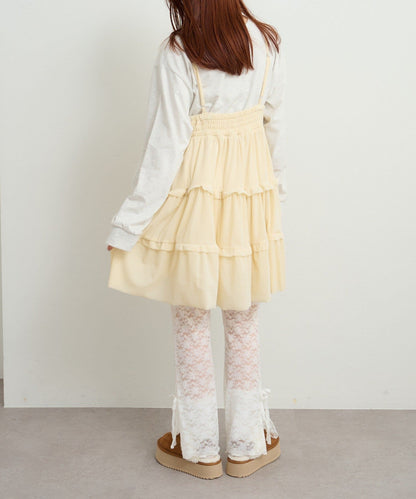 w closet 絲絨荷葉邊吊帶ops