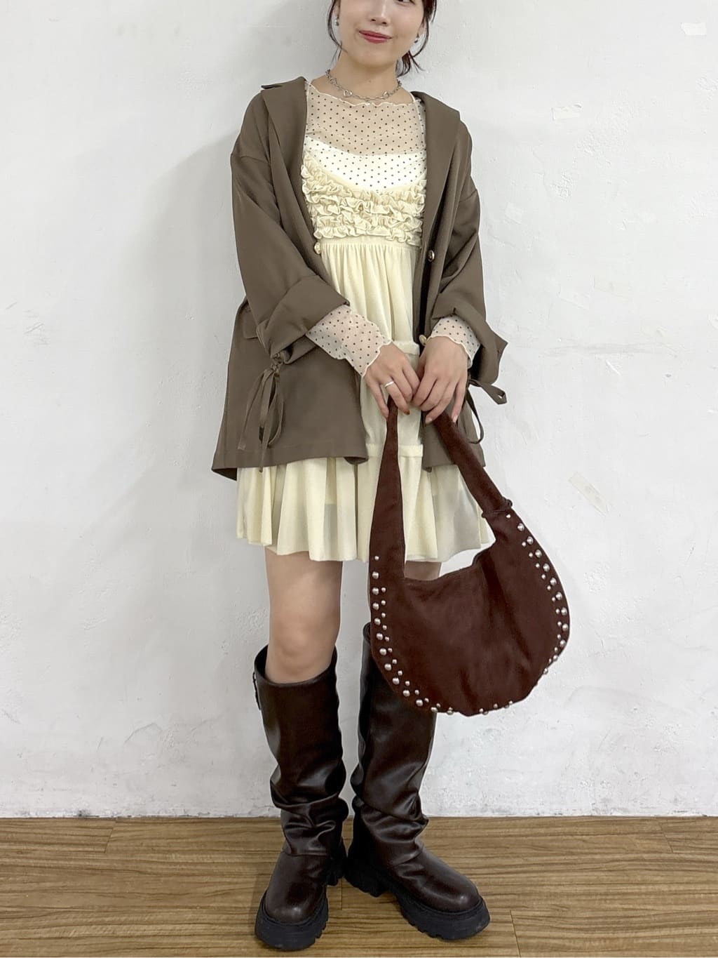 w closet 絲絨荷葉邊吊帶ops