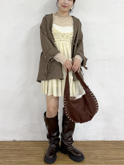 w closet 絲絨荷葉邊吊帶ops