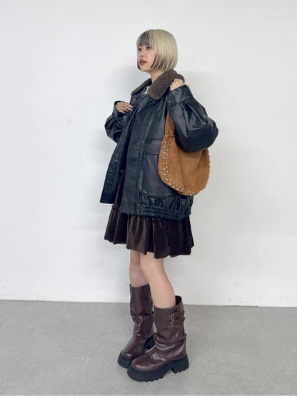 w closet 絲絨荷葉邊吊帶ops