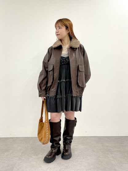 w closet 絲絨荷葉邊吊帶ops