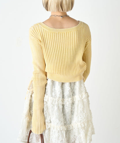 w closet 抽繩短針織衫