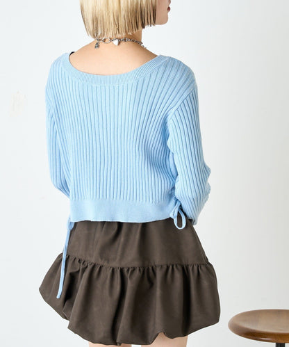 w closet 抽繩短針織衫
