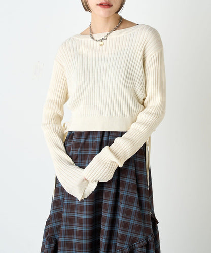 w closet 抽繩短針織衫