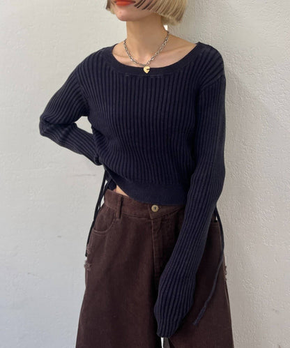 w closet 抽繩短針織衫