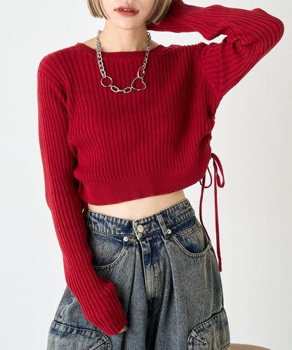 w closet 抽繩短針織衫