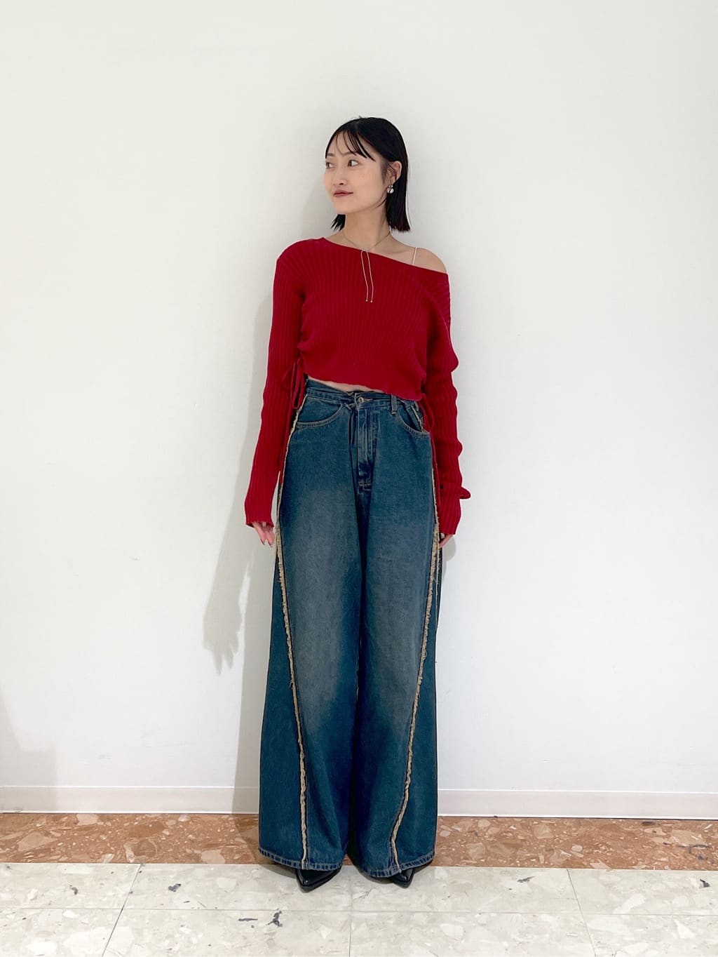 w closet 抽繩短針織衫