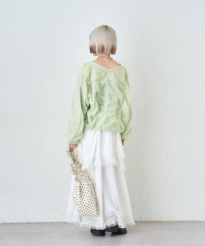 w closet 抽繩拼色針織