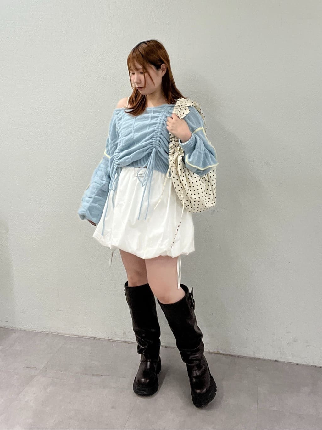 w closet 抽繩拼色針織