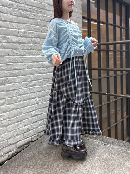 w closet 抽繩拼色針織