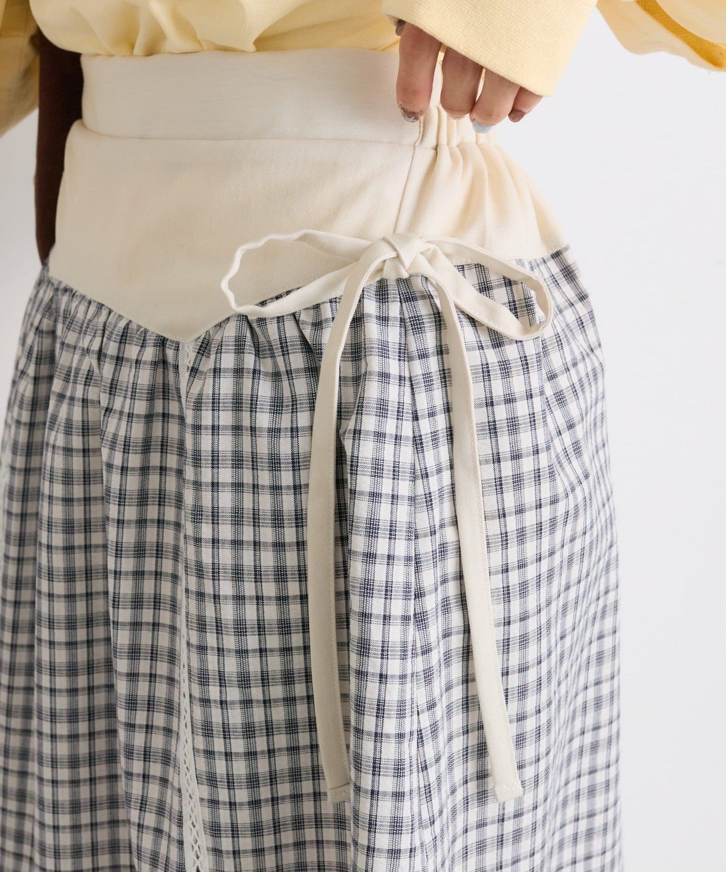 w closet 格紋荷葉邊中長裙