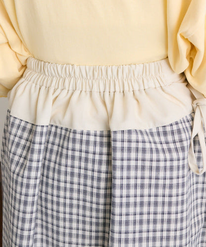 w closet 格紋荷葉邊中長裙