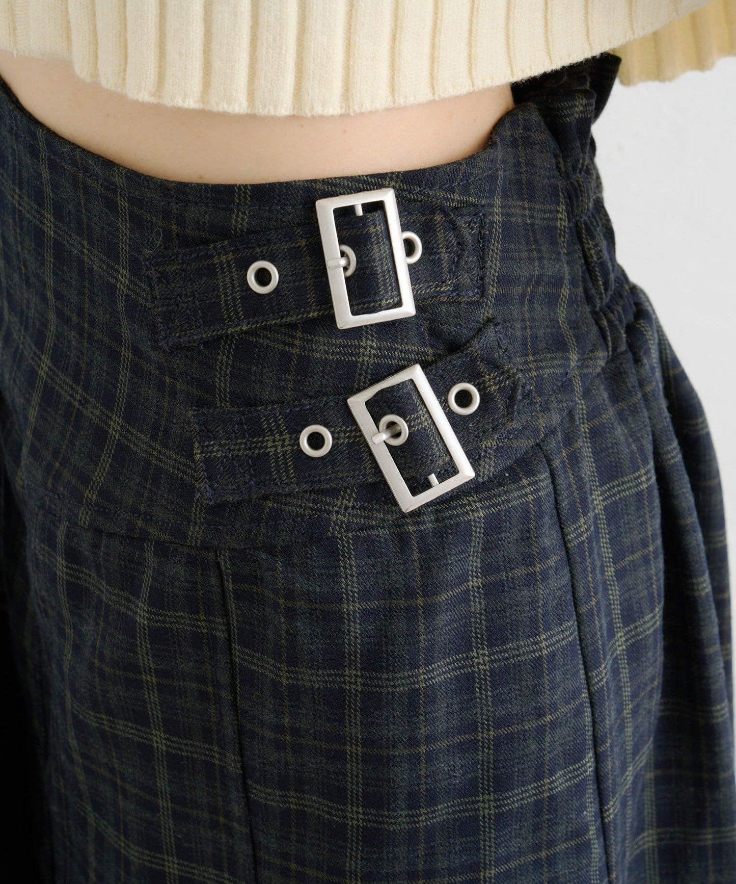 w closet 雙腰帶中長裙