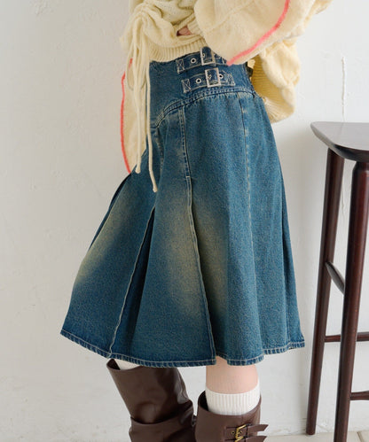 w closet 雙腰帶中長裙