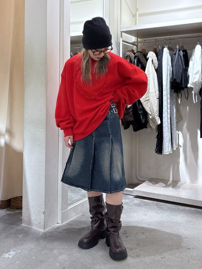 w closet 雙腰帶中長裙